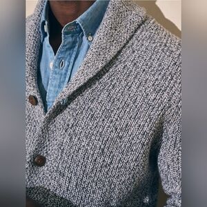 Faherty Cashmere Cardigan Oversized Baggy Big Pockets Grandpa Chunky Knit XXL